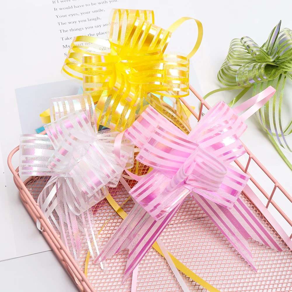 10 шт./пакет лента цветок из органзы бант 3 см ширина подарочная упаковка