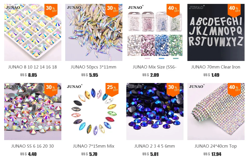 JUNAO, 40 шт., 10*22 мм, стразы из кристаллов AB, с плоской задней частью, с аппликацией в виде ромбов, хрустальные камни, без горячей фиксации, стразы для рукоделия