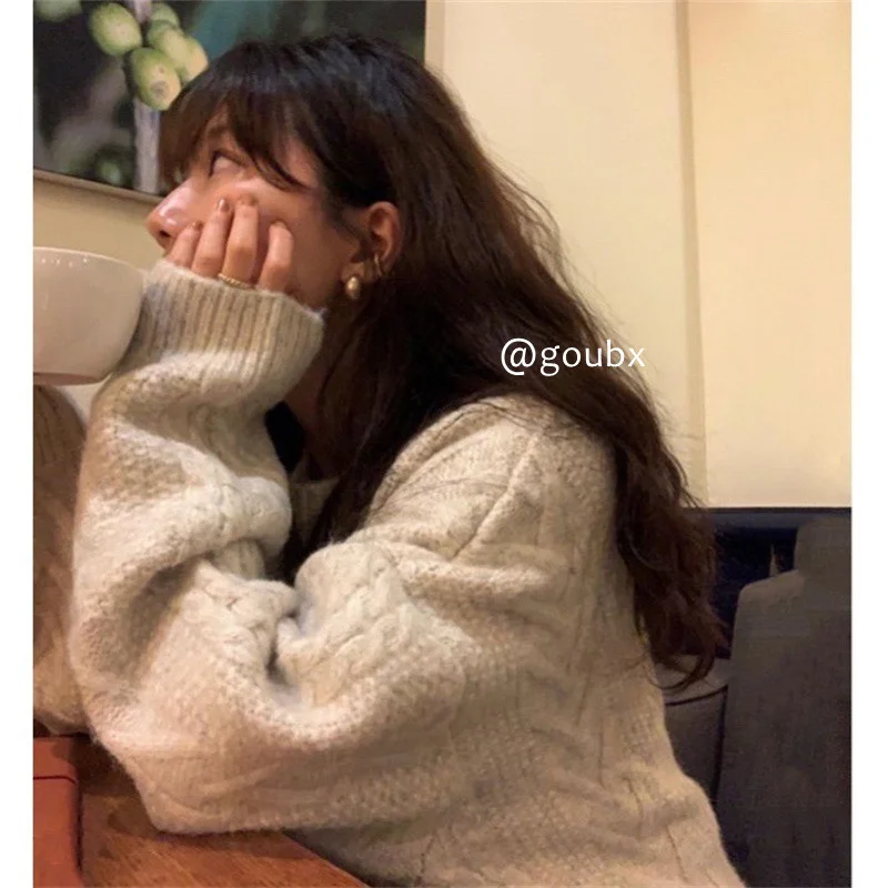 

Осень 2021, зимний свитер, женские топы, вязаный пуловер, женская мягкая теплая толстая верхняя одежда