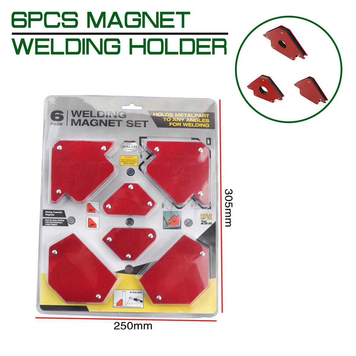 

6Pcs Magnet Welding Holder Arrow Multi-angle Magnetic Clamp For Welding Magnet 2x 25lbs 2x 50lbs 2x 75lbs Mig Tools