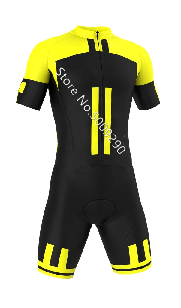 Велоспорт Skinsuit Триатлон Speedsuit Trisuit все в одном короткий рукав Speedsuit Maillot Ciclismo Одежда - Цвет: Цвет: желтый