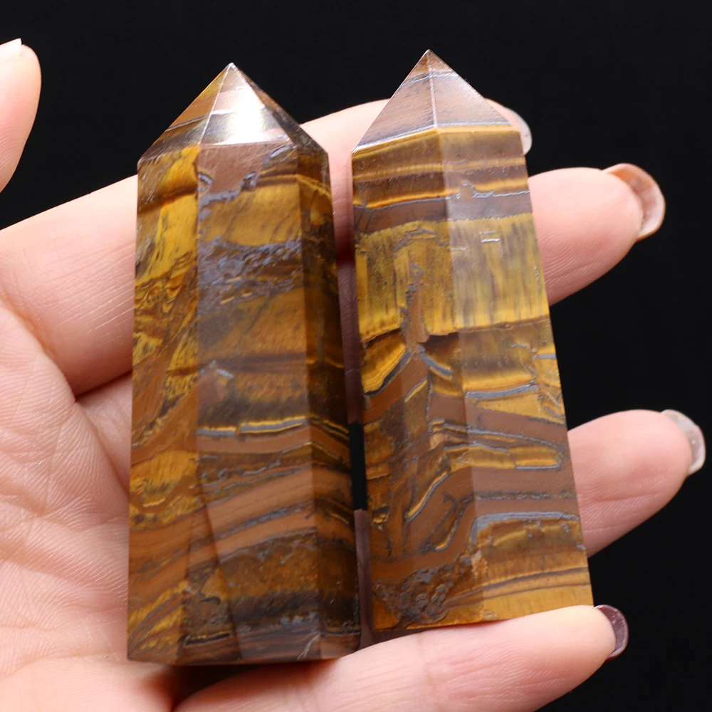 

Natural Crystals Stone Furnishing Articles Tiger Eye Stone Six Prism Rough Rock Reiki Healing Stone Home Decoration Gift