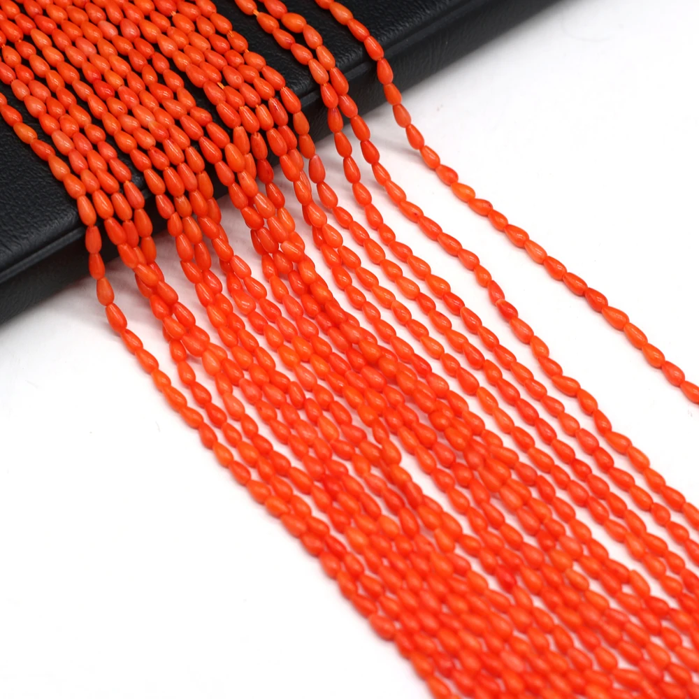 Купи Orange Coral Beaded Straight Hole Drop Shape Loose Spacer Beads for Jewelry Making DIY Bracelet Necklace Accessories Wholesale за 142 рублей в магазине AliExpress