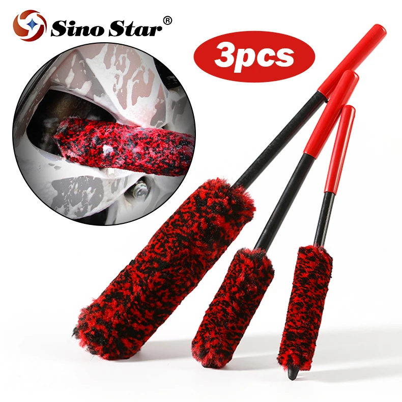 

Sino Star SDB003 3pcs Car Wheel Hub Cleaning Brush Superfine fiber Car Tire Deep Cleaning Brush for Auto Car Beauty Wash Tool