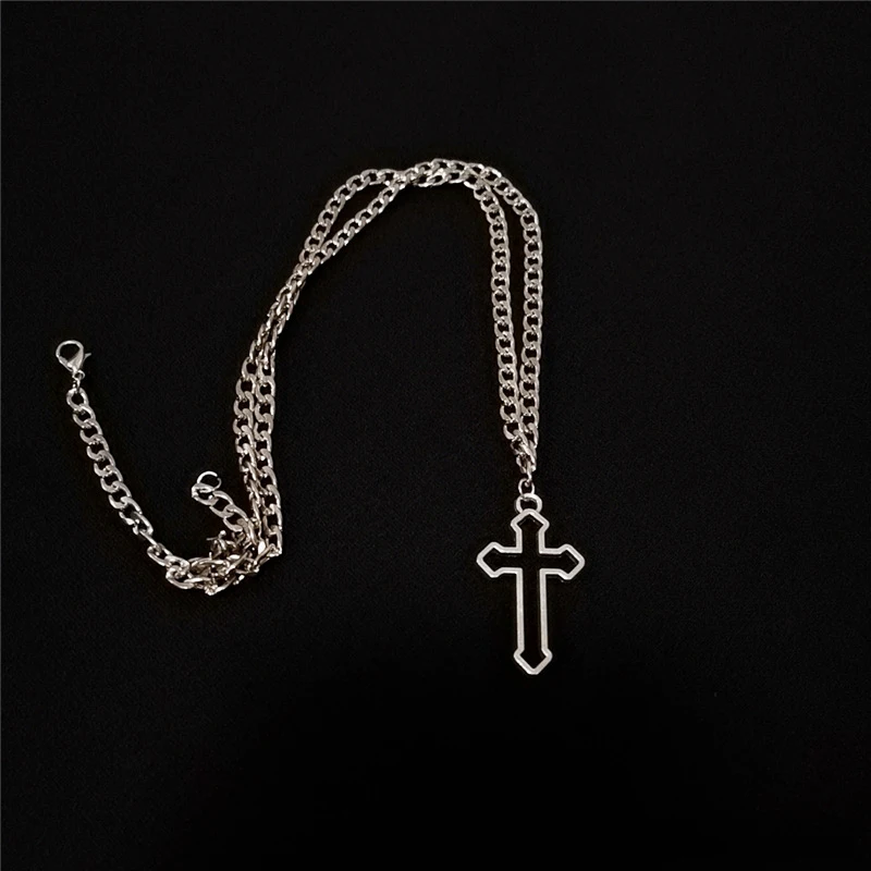 

Unisex Creative Simple Dark Gothic Cold Wind Luoshen Cross Pendant Necklace Jewelry Holiday Gifts Wholesale