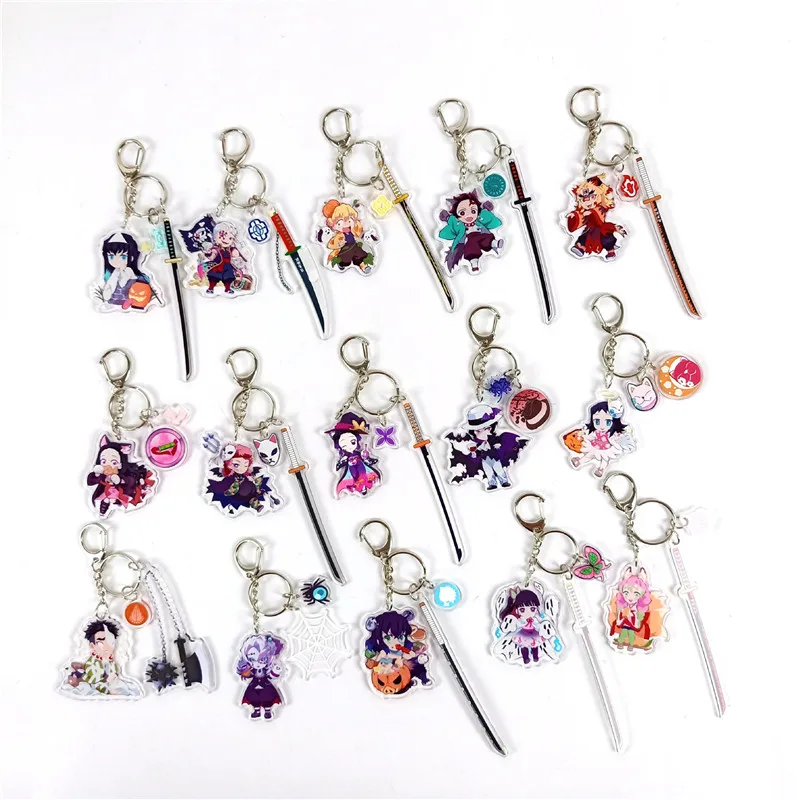 

New Style Cartoon Anime Demon Slayer Blade Cosplay Prop Accessory Keychain Kamado Nezuko Acrylic Key Chain Sword Keyring