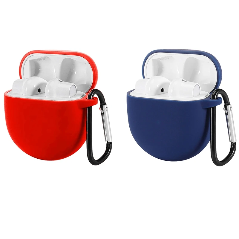 

2 шт. для наушников Oneplus Buds Модный мягкий чехол цветной портативный пыленепроницаемый и водонепроницаемый защитный чехол (синий и красный)