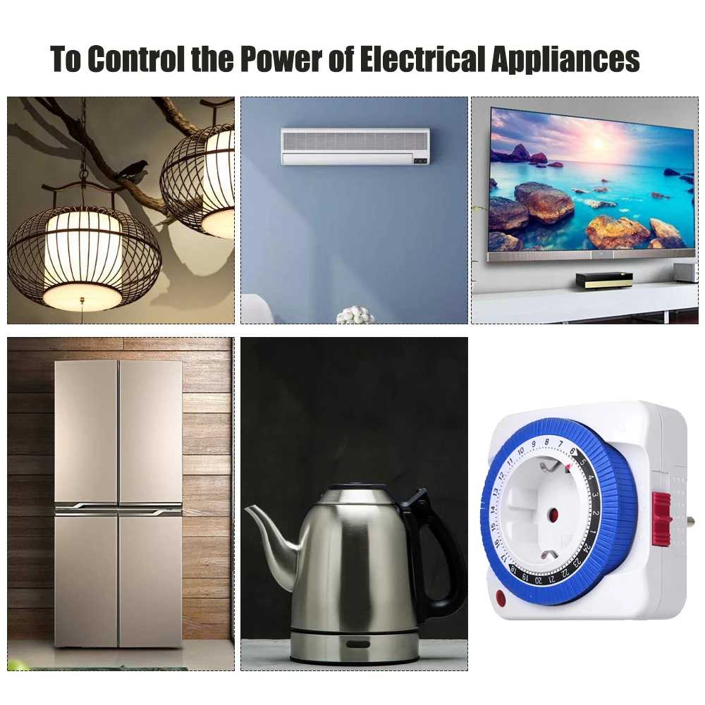 

24 Hours Plug-in Timer Switch Mechanical Timing Socket Time Controller Heater Timing Automatic Power Off Intelligent Timing Tool