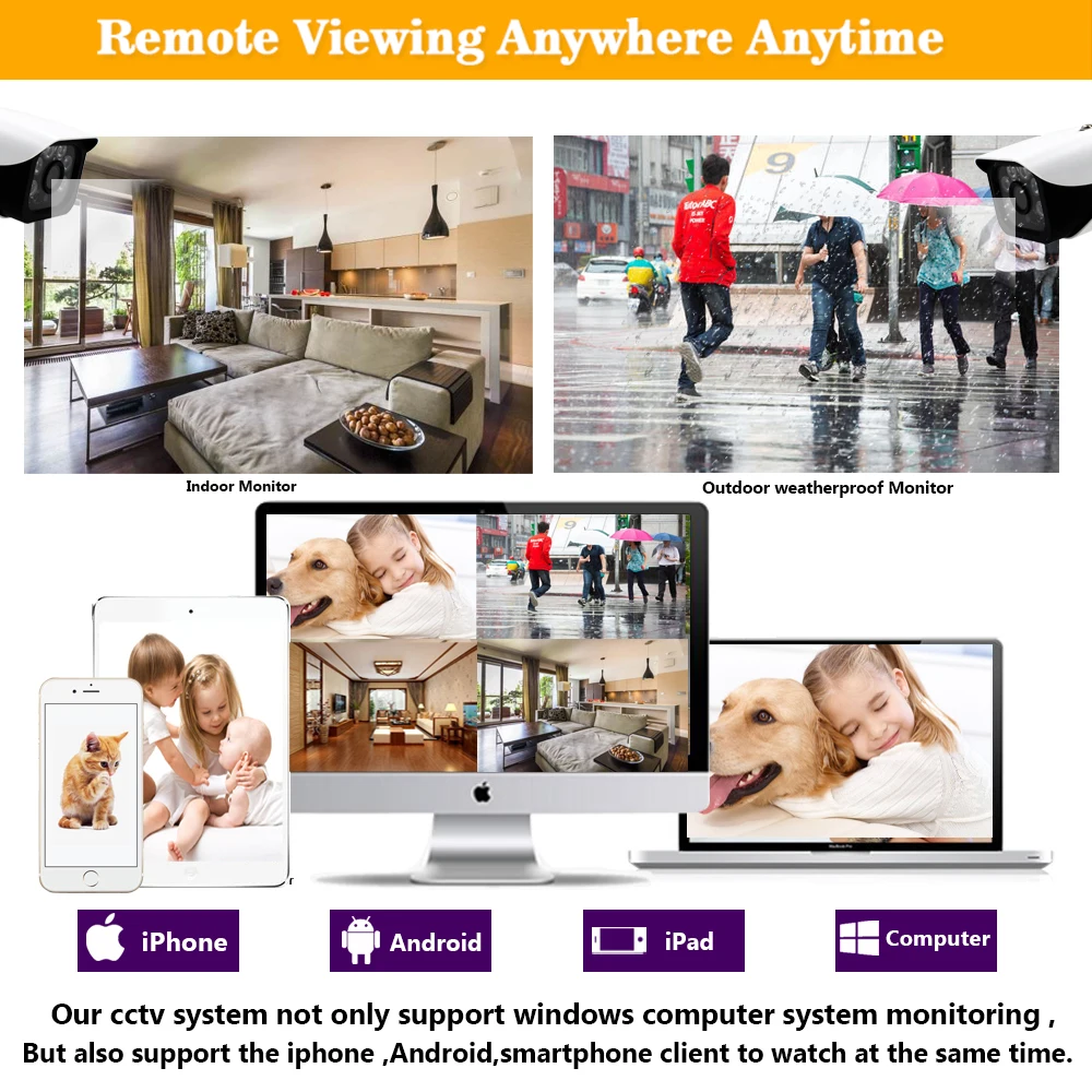 HCVAHDN 8CH комплект для камеры видеонаблюдения HD 5MP цилиндрическая POE ip-камера Водонепроницаемая наружная система ночного видения видеонаблюдения HDMI и VGA