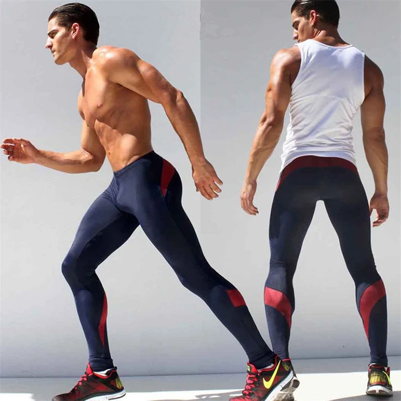 Men Compression Pants Dry Cool Sports Baselayer Running Workout Active Tights Ruched Leggings Yoga Breathable Gym Clothing | Спорт и
