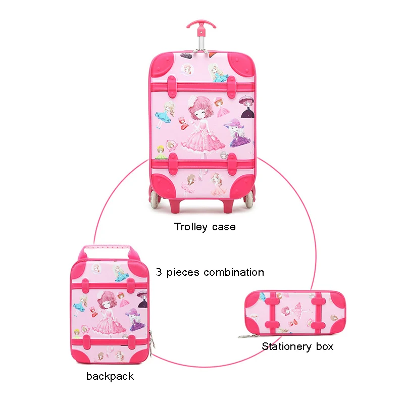 Новинка 2019 Детская сумка на колесиках с 3D рисунком детский рюкзак для девочек