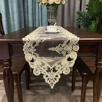european style transparent lace embroidered table runner mat tv cabinet piano mantel cover christmas wedding party decoration