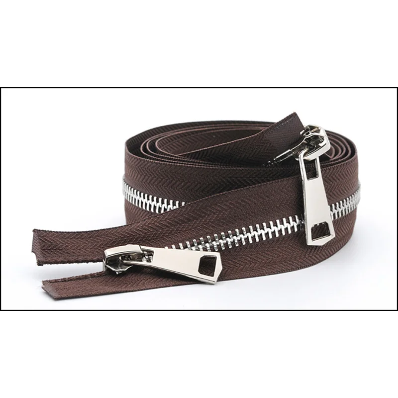 silver-coffee Meetee 120 см 5# Металлические молнии двойной слайдер открытый конец молнии DIY Швейные Инструменты пуховик пальто одежда портной ремонт аксессуары - Цвет: silver-coffee