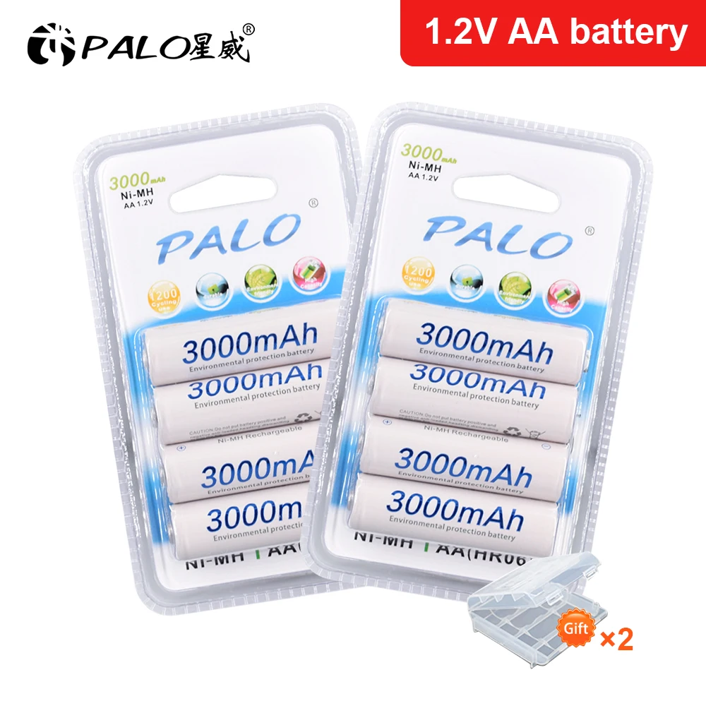 

PALO 4-24 pcs AA 2A Rechargeable Battery 1.2V 3000mAh ni mh nimh Original High Capacity Current Rechargeable AA Batteries