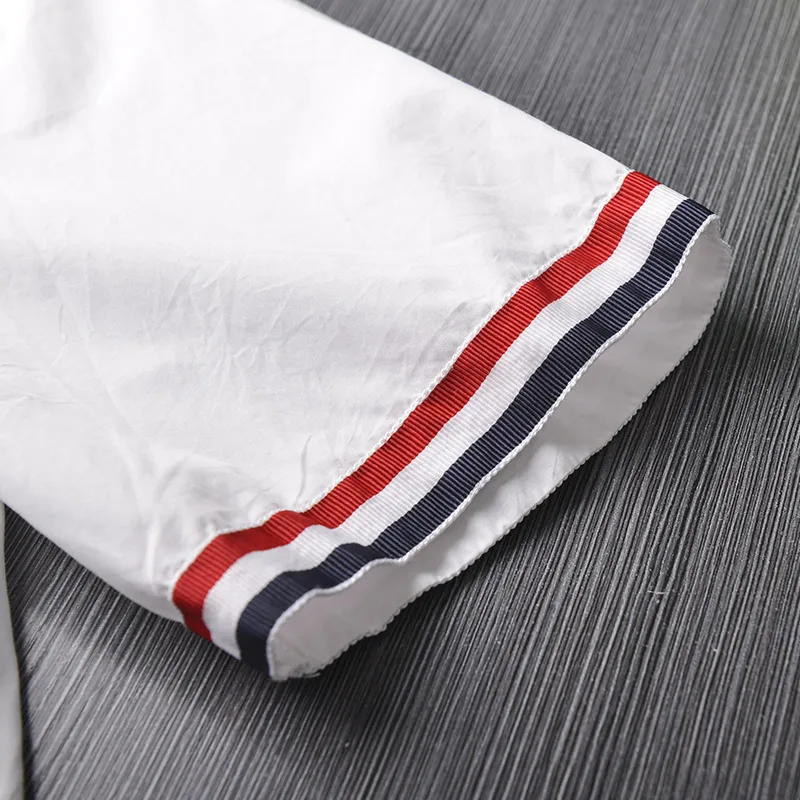 

2021 Fashion TB Brand Shirts Women Loose White Short Sleeve Casual Shirt Cotton Oxford Solid Striped Women's Clothing