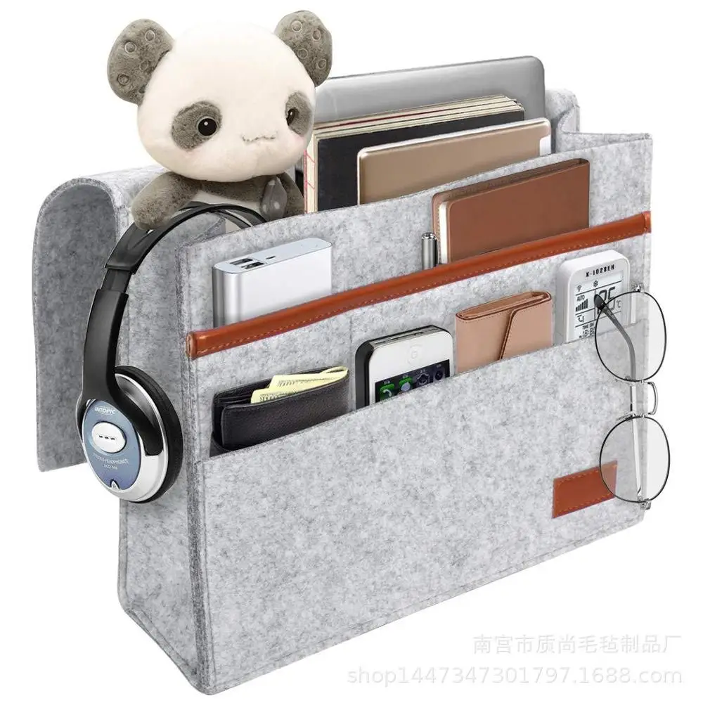 

2020 New ideas Fashion Bedside Sofa Storage Bag Felt-covered Headboard Bouble Storage Hanging Bag Storage Cosmetic Bag
