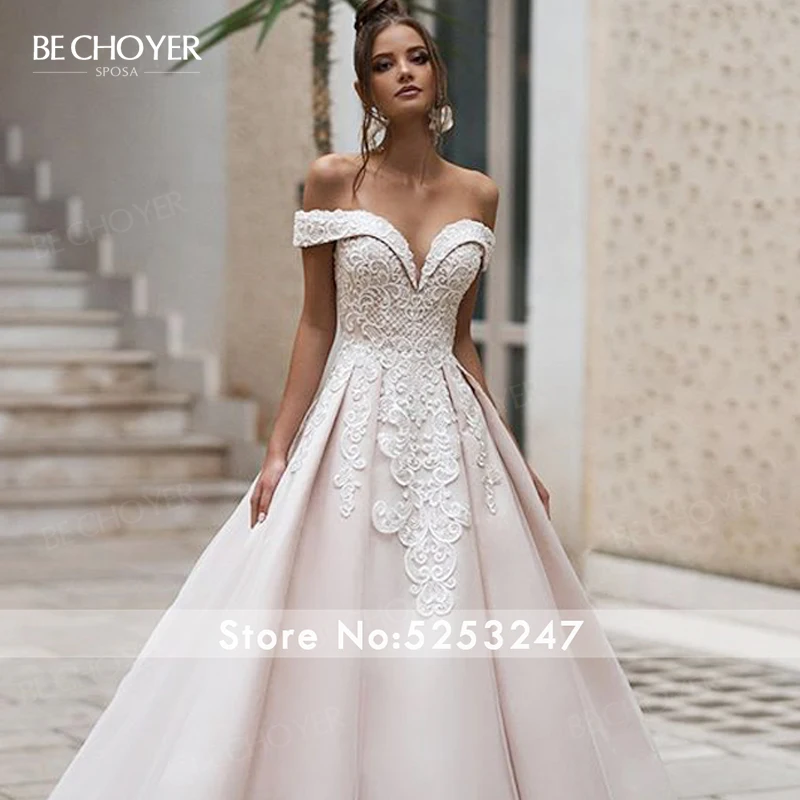 Атласное свадебное платье с открытыми плечами кружевной трапециевидный наряд со