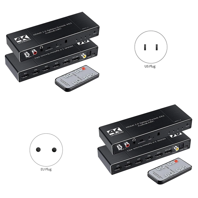 4K HDMI 2 0 переключатель дистанционного управления 4X2 o экстрактор с ARC и ИК