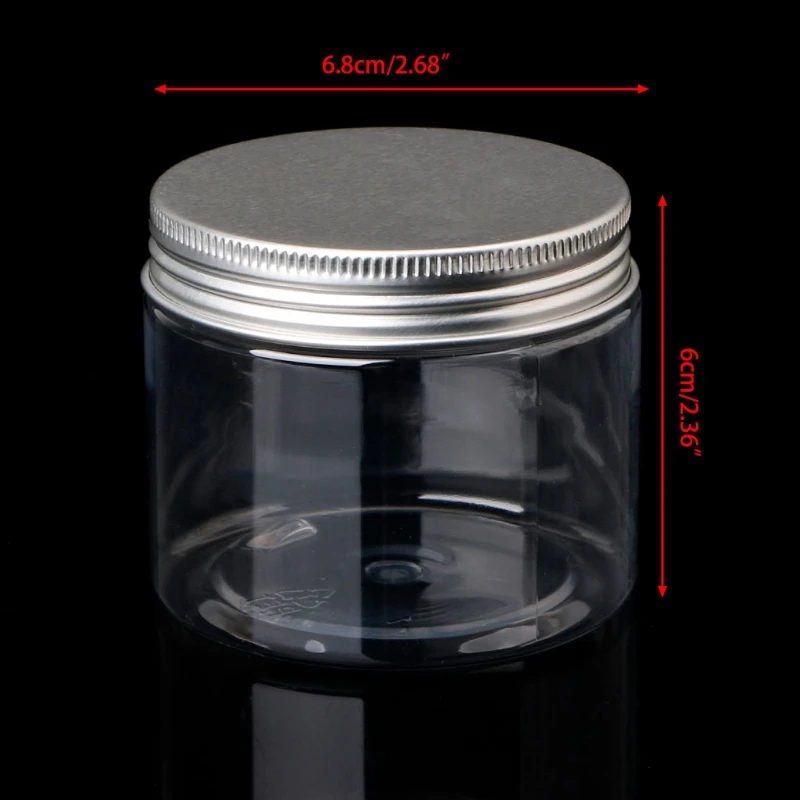 

150ml Clear Round PET Jar With Aluminium Screw Lid Food Storage Container Sealed