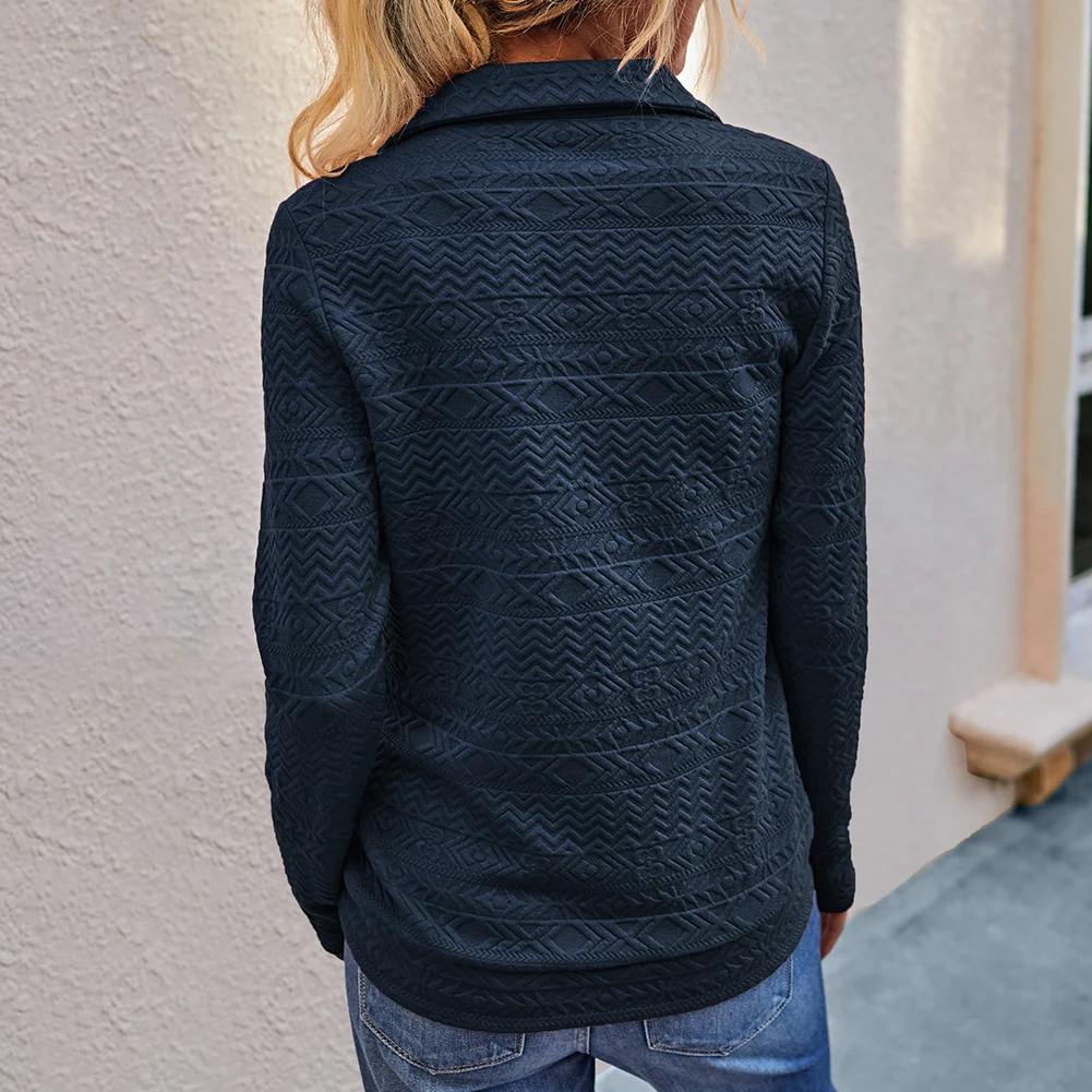 

Fashion Women Solid Color Pullover Zipper Closure Pocket Sweater Sweatshirt femal students girls work school sports walking wear