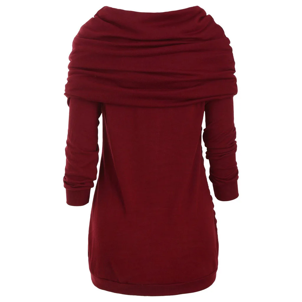 

2021 spring and autumn ladies solid color button decoration hooded irregular knit sweater plus size winter clothes for women