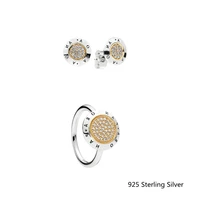 925 sterling silver female classic jewelry sets simple excellent round earrings rings for woman girl fashioon jewelry sets