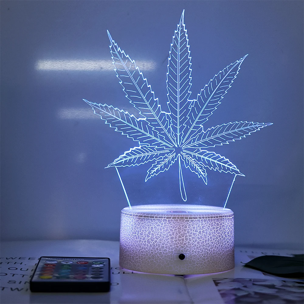 

3D иллюзия Лампа светодиодный ночсветильник дизайн листьев для детей мужчин спальня курение и табак трубка аксессуары