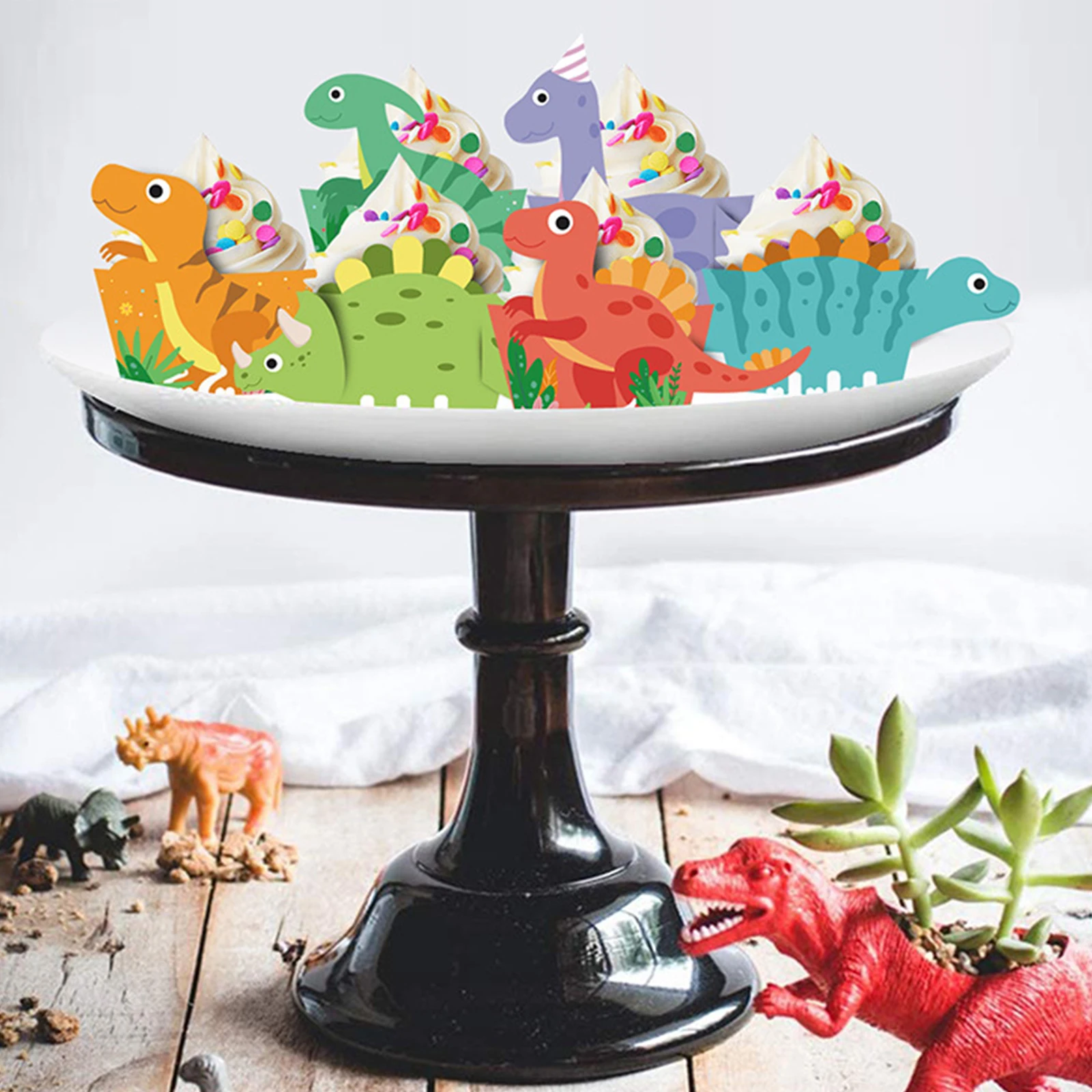 

96Pcs Dinosaur Cupcake Toppers kids birthday and Wrapper Cupcake Liners with Dinosaur Picks Party Supplies cake cup paper box