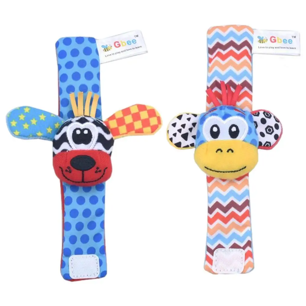 

0-12 Months Cartoon Plush Wrist Strap Rattles Cute Cartoon Plush Educational Baby Wrist Rattle Gift Baby Toys Newborn Infant Kid