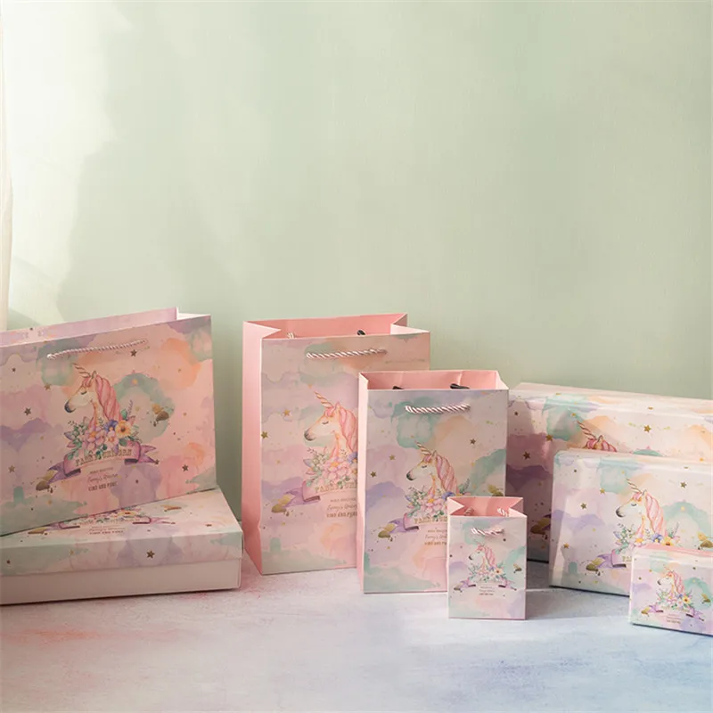 Новогодняя Подарочная коробка с единорогом ручная роспись сумки для еды