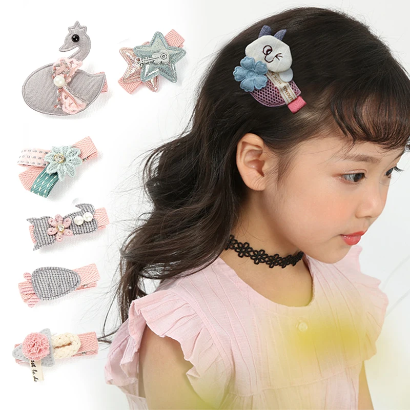 

6Pcs/Set Cute Cartoon Flower Hairpins Girls Lovely Colors Hair Clips New Children Barrettes Kids Sweet Baby Hair Accessories