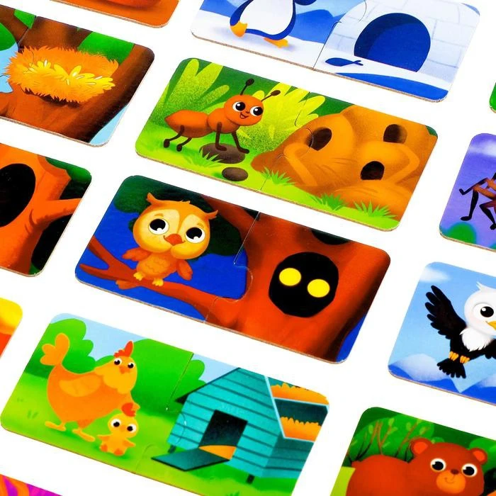 Макси-пазлы в металлической коробке Кто где живёт? парные 36 деталей | Игрушки и