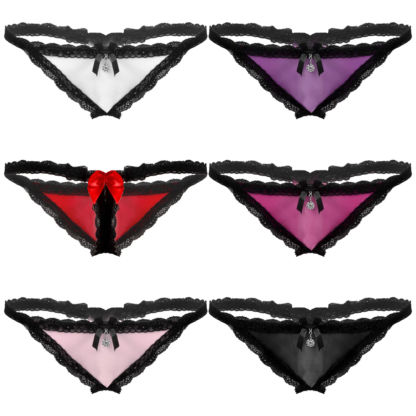 Мужские кружевные стринги с открытой промежностью нижнее белье прозрачные