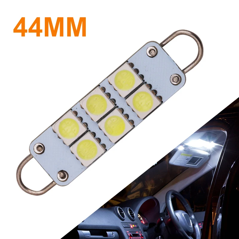 1 гирлянда 44 мм светодиодная лампа 5050 6SMD белая 12 В купольная для двойного дугового