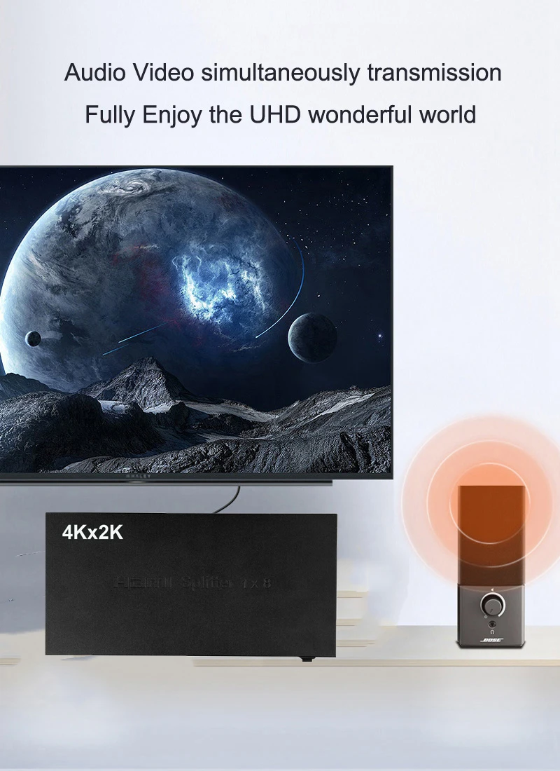 4K 4kx2k FULL Ultra HD 8 Port 1 In Out 1x8 HDMI Splitter Audio Video Converter 1080P For PS3 PS4 XBOX DVD Computer to TV HDTV | Компьютеры