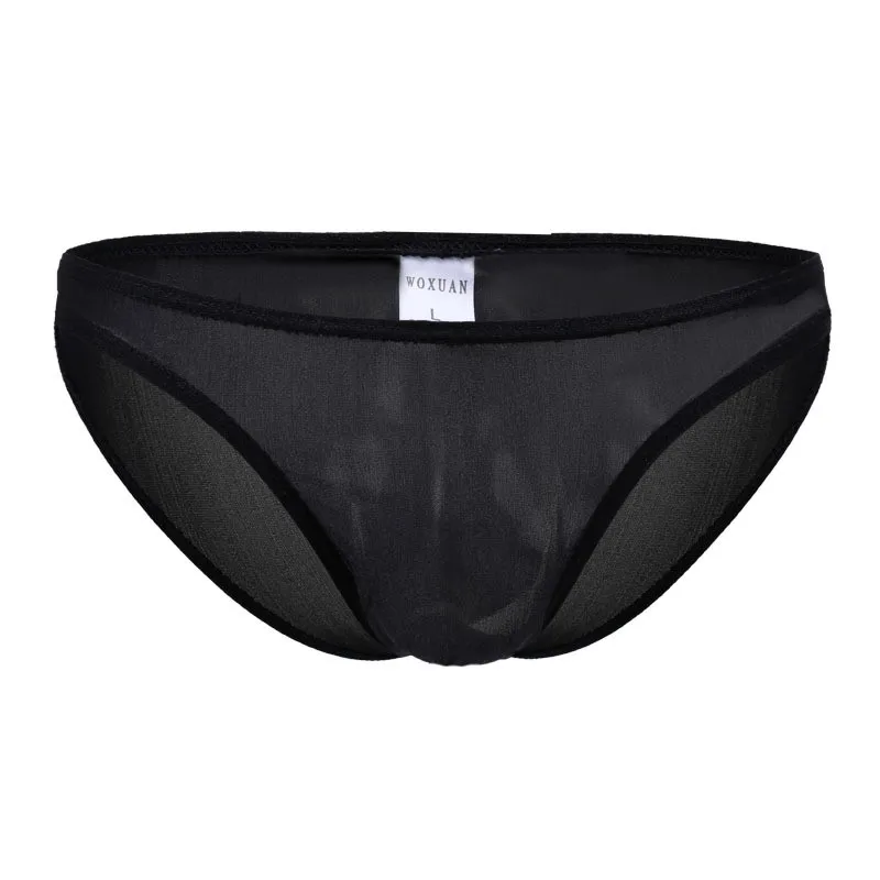 

Men's Sexy See-through Ice Silk Briefs Mesh Sheer Pouch Stretchy Seamless Panties Transparent Ultra-Thin Thongs Underwear