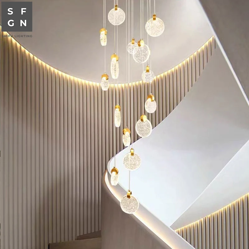 売る 北欧シャンデリアアルミアクリルdiy Ledランプペンダントライトペンダントランプダイニングルーム玄関スパイラル階段