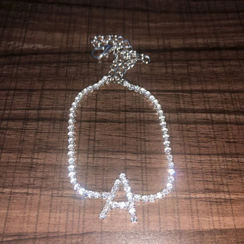 Cubic Zirconia Initial Letter Bracelets Iced Out Chain Bracelet A D E F G H I J K L M N O P Q R S T U V W X Y Z Crystal Jewelry | Украшения