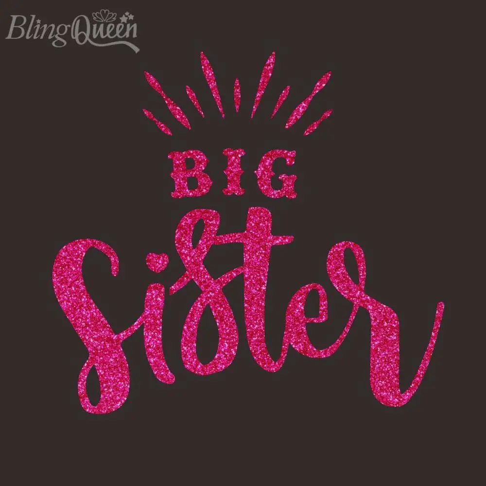 BlingQueen 12 шт./партия горячий фиксирующий Блеск виниловые Аппликации Горячая фиксация мотивы Большой Сестры дизайн