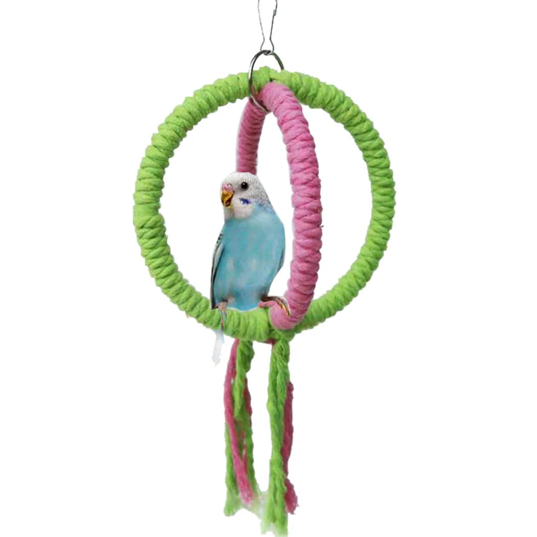 

Legendog Bird Rope Swing Bite Resistant 2 Rings Bird Colorful Hanging Swing Parrot Swing Perch Pet Hanging Funny Toy Supplies