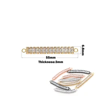 vintage designer aaa cz bar necklace connector gold plated transparent zircon connector ladies gemstone pendant gift