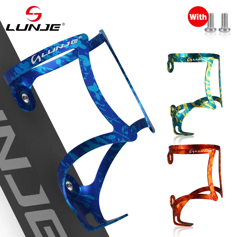 

LUNJE Multi Colorful Drink Water Bottle Holder MTB Road Frame Bicycle Water Cage Aluminum Alloy Bike Bicycle Bottle Holder Rack