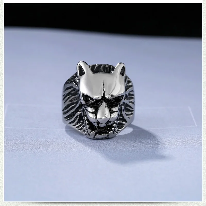 Punk Men Trend Retro Hip Hop Icefield Wolf Head Biker Rings 316L Stainless Steel Wild Animal Fashion Jewelry Boy Party 2021 | Украшения и