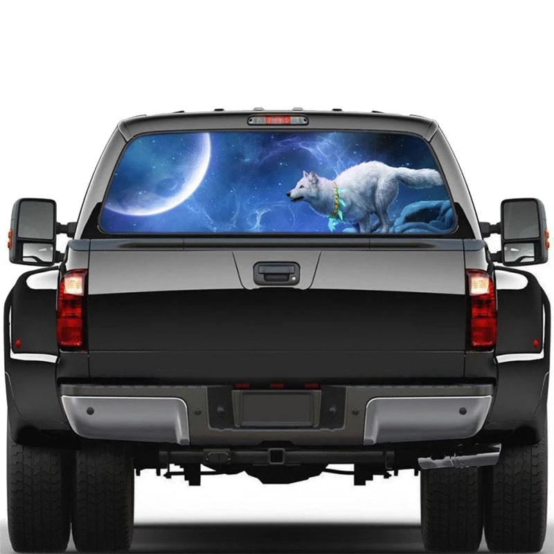 Running Wolf for Truck Jeep Suv Pickup 3D Rear Windshield Decal Sticker Decor Window Glass Poster 66.1 x 29.1Inch | Автомобили и