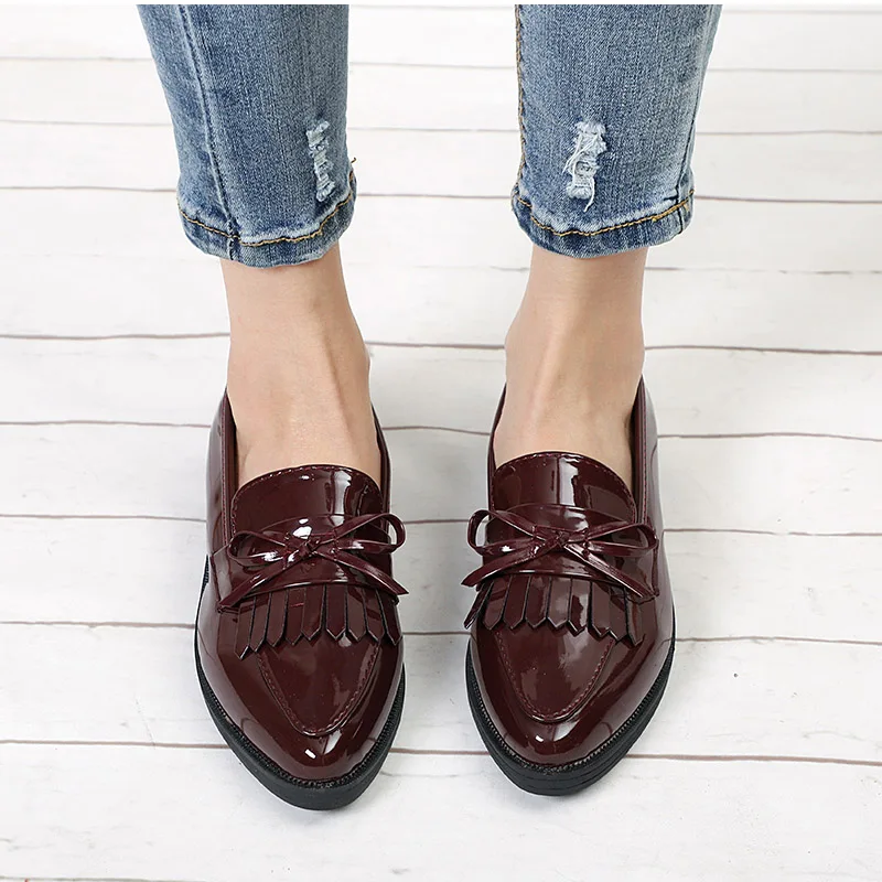 

Women Low Heels Fashion Bowtie Platform Female Shoes Fringe Chunky Heel Flat Shoe Casual Footwear Oxford Shoes Woman