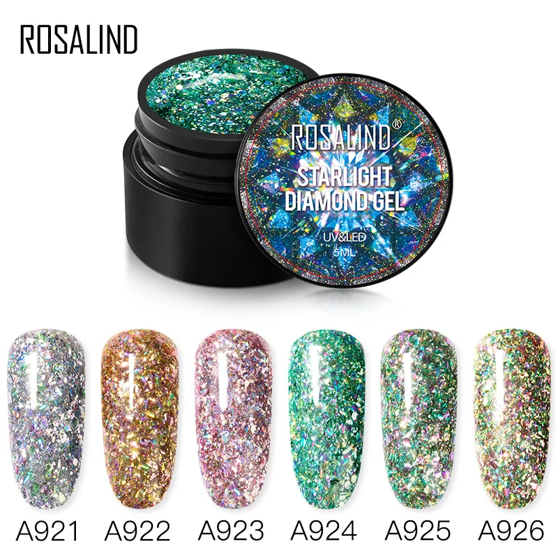 ROSALIND 5ML Starlight Diamond Gel Nail Polish Nail Art For Manicure Colors Primer Base Set Gel Semi Permanent Hybrid Varnish