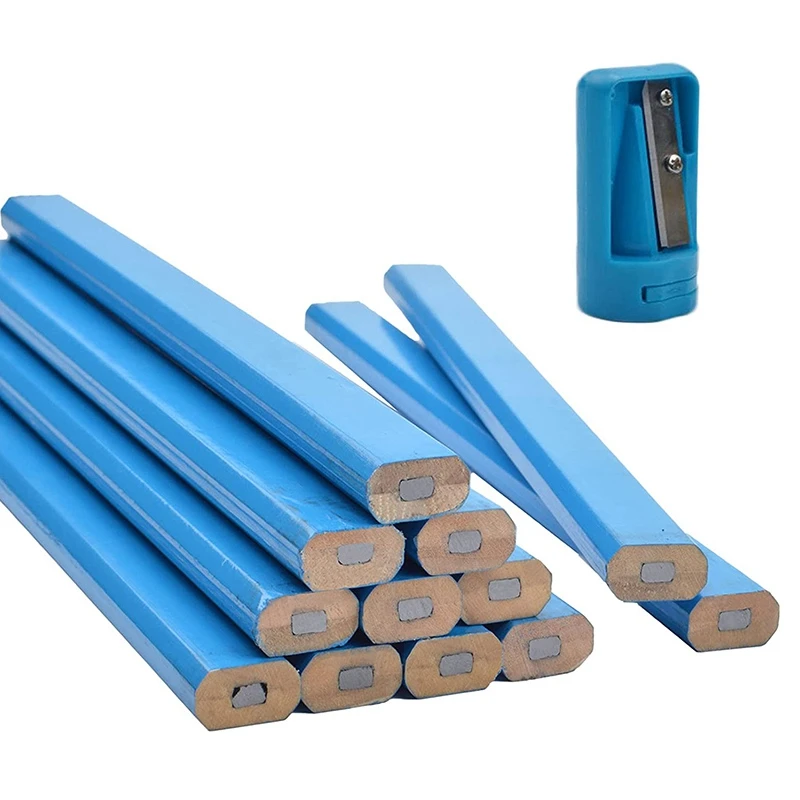 

12 Pack Carpenter Pencils Tools Set, Carpenter Pencil with Sharpener, Construction Pencil Carpenter Marking Pencils