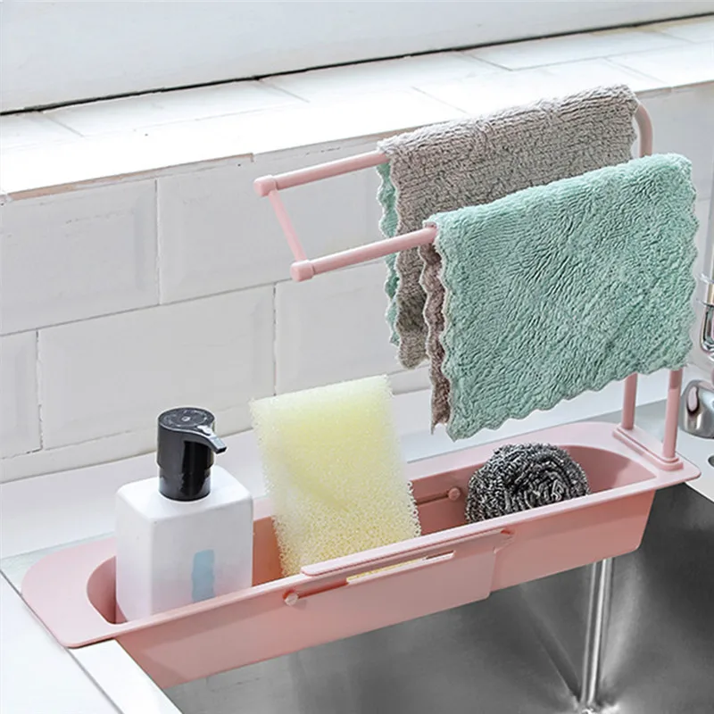 Телескопический раковина шкаф мыло губка сушилка для посуды корзина хранения