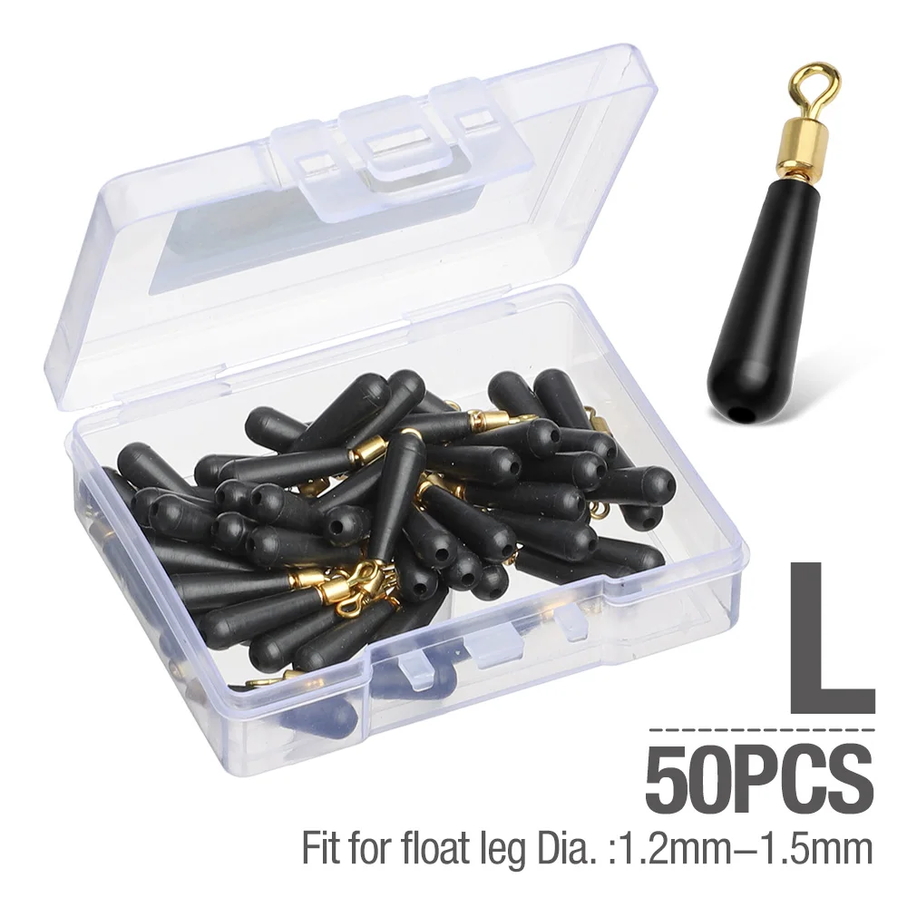 L 50 pcs DONQL 50 шт. блок Рыболовные Поплавки отдых силиконовая Медная головка резиновая рыбка поплавки инструмент Аксессуары вращение Дрифт фиксированное сиденье поплавок - Цвет: L 50 pcs