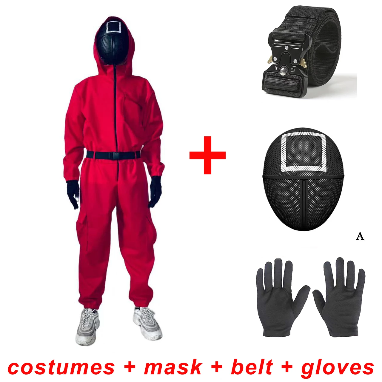 

Squid Game Costume Mask Cosplay Jumpsuit Round Six Square Circle Triangle Plastic Helmet Masks Halloween Party Costume
